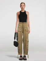 Washed Satin Cargo Pants