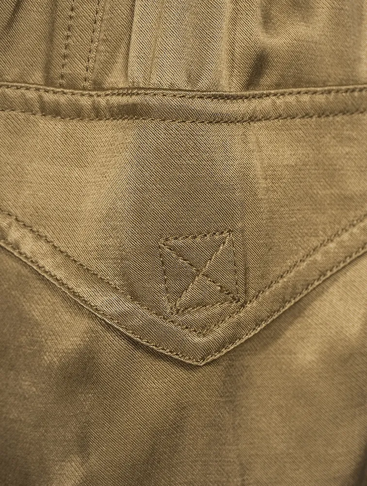 Washed Satin Cargo Pants