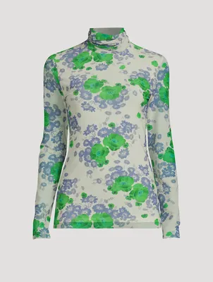 Turtleneck Top Floral Print