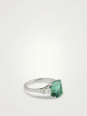 Platinum Lagoon Tourmaline Ring With Diamonds