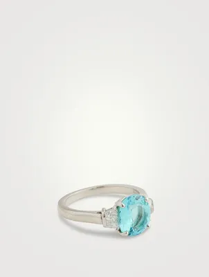 Platinum Paraiba Tourmaline Ring With Diamonds