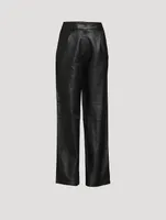 Pleated Leather Trousers