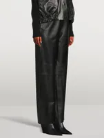 Pleated Leather Trousers