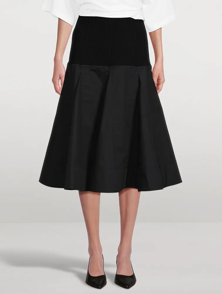 A-Line Poplin Midi Skirt