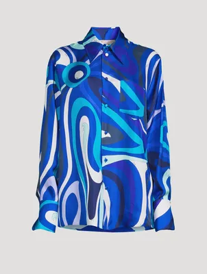 Silk Twill Shirt Marmo Print