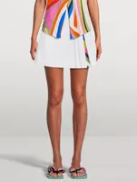 Cotton And Nylon Pleated Mini Skirt