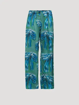 Satin Trousers Bow Print