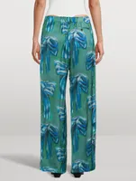 Satin Trousers Bow Print