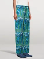 Satin Trousers Bow Print