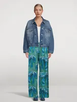 Satin Trousers Bow Print