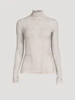 Sheer Turtleneck Swirl Print