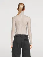 Sheer Turtleneck Swirl Print