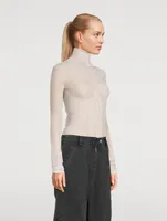 Sheer Turtleneck Swirl Print