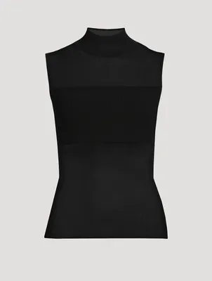 Sleeveless Sheer Turtleneck