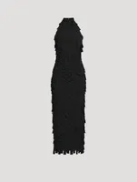 Rectangle-Fringe Halter Dress