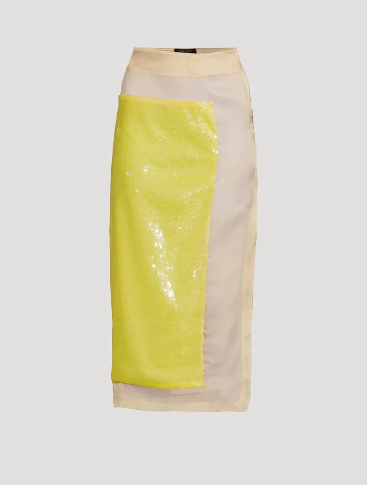 Silk And Sequin Midi Skirt