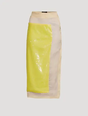 Silk And Sequin Midi Skirt