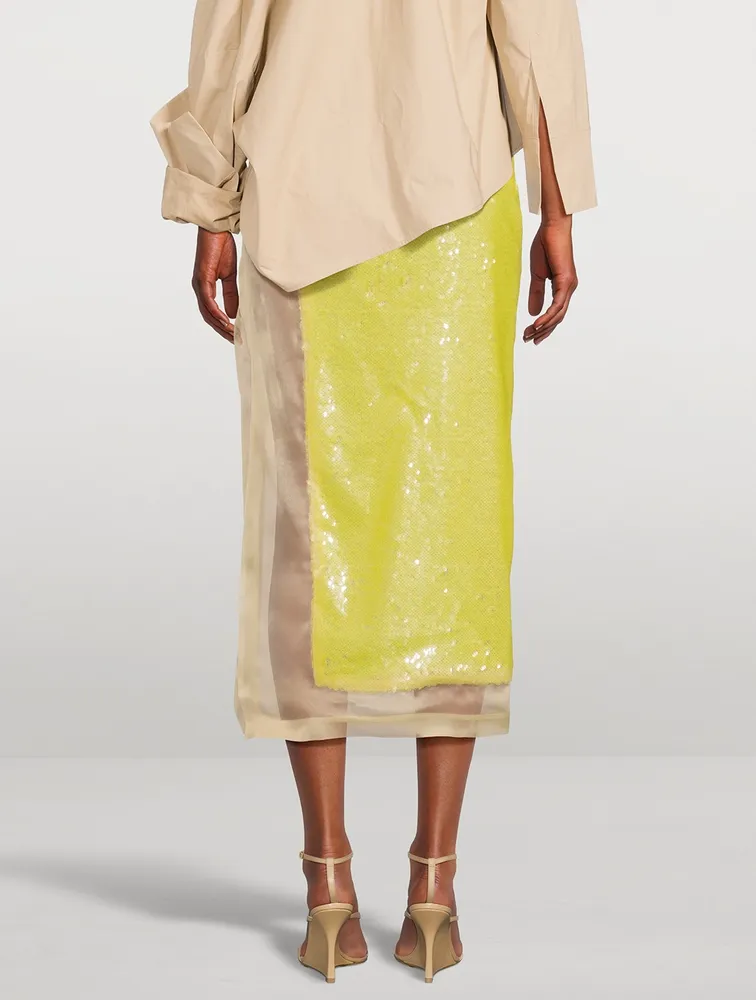Silk And Sequin Midi Skirt