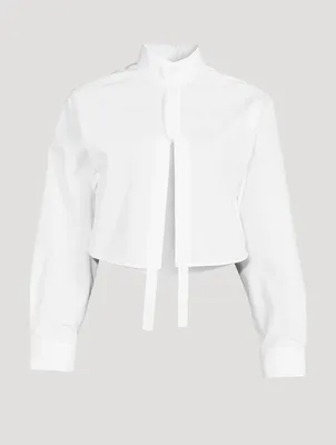 Cut-Out Cropped Poplin Shirt