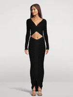 Ruched Velvet And Mesh Top
