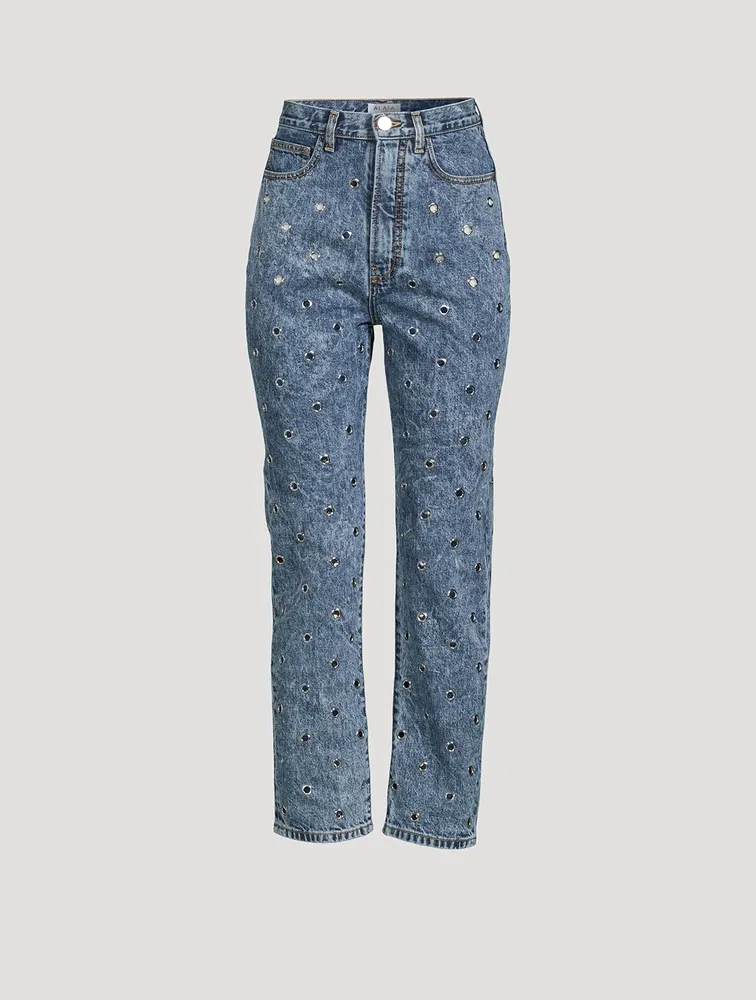 Grommet Straight-Leg Jeans