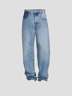 Contrast-Effect Oversized Jeans