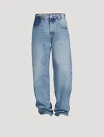 Contrast-Effect Oversized Jeans