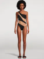 Snake Mesh One-Piece Swimsuit