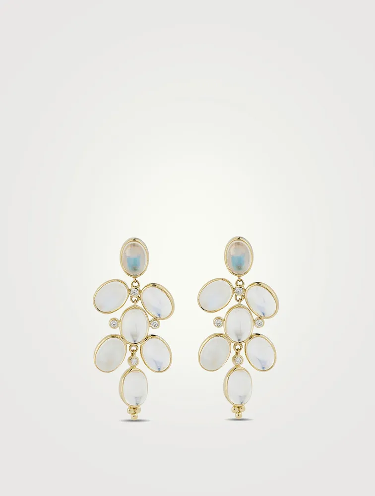 18K Gold Blue Moonstone Drop Earrings