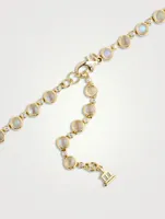 18K Gold Blue Moonstone Link Necklace