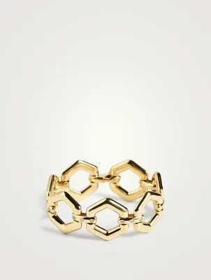 18K Gold Beehive Link Bracelet