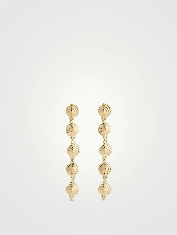 18K Gold Spiral Multi-Drop Earrings