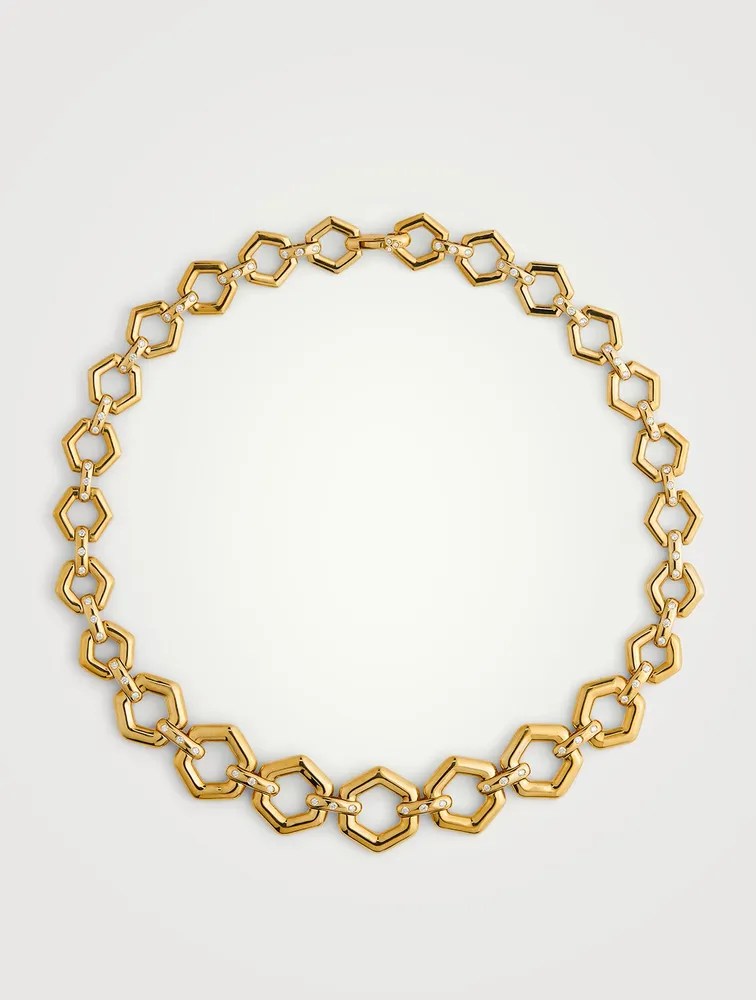 18K Gold Beehive Link Necklace