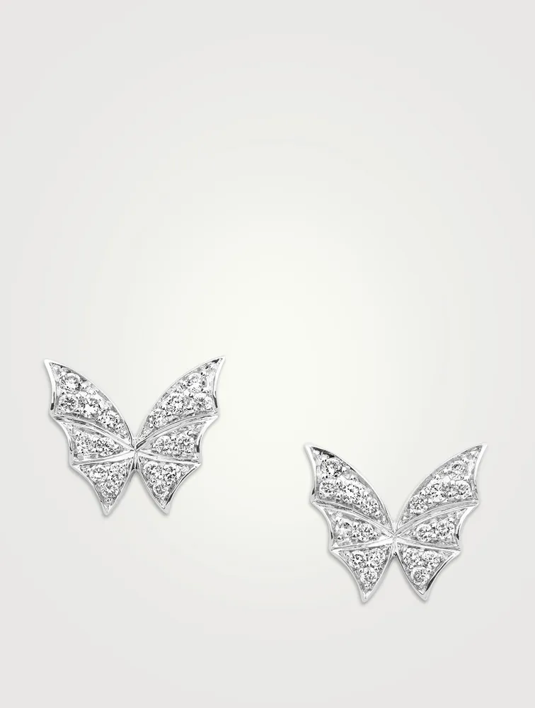 Fly By Night 18K White Gold Pave Stud Earrings With Diamonds