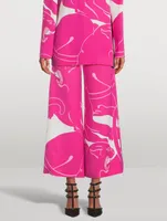 Wide-Leg Cady Trousers Panther Print