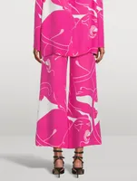 Wide-Leg Cady Trousers Panther Print