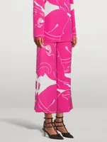 Wide-Leg Cady Trousers Panther Print