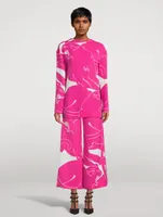 Wide-Leg Cady Trousers Panther Print
