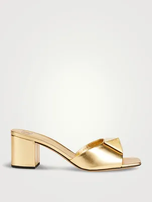 One Stud Metallic Leather Mules