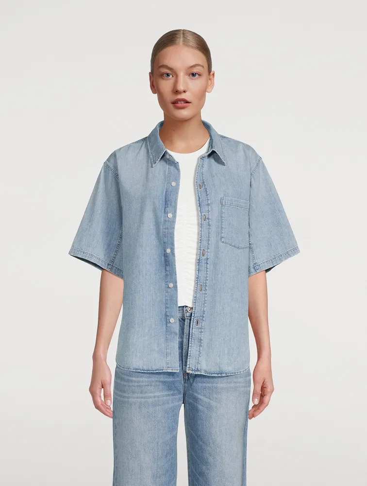 Kayla Short-Sleeve Denim Shirt