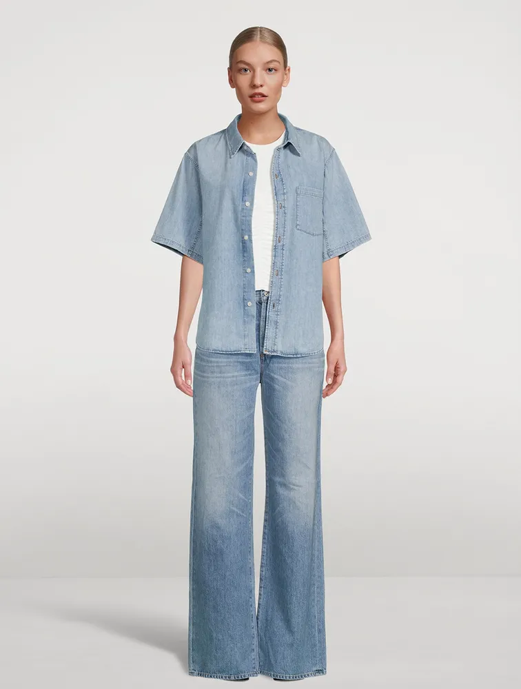 Kayla Short-Sleeve Denim Shirt