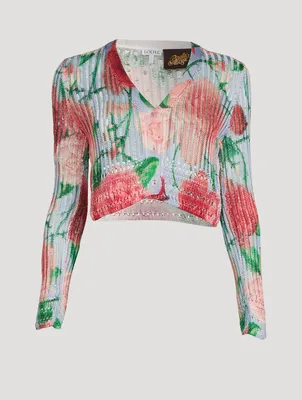Loewe x Paula’s Ibiza Cropped Cardigan Roses Print