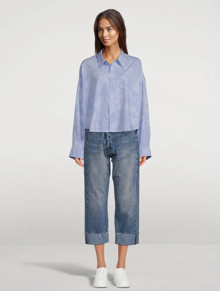 Cropped Shirt Tie-Dye Print