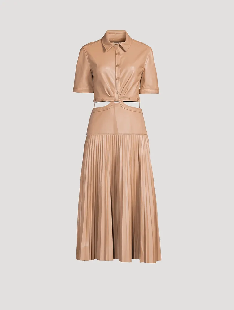 Maritza Vegan Leather Shirt Dress