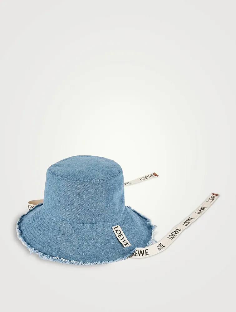 Denim Fisherman Hat With Logo Strap