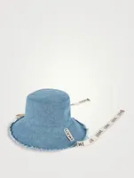 Denim Fisherman Hat With Logo Strap