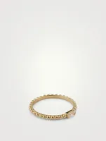 Dew Drop 14K Gold Baguette Stackable Ring With White Topaz