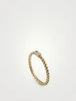 Dew Drop 14K Gold Baguette Stackable Ring With White Topaz