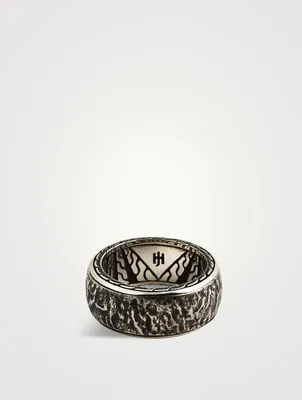 Silver 10MM Reticulated Rotating Band Ring