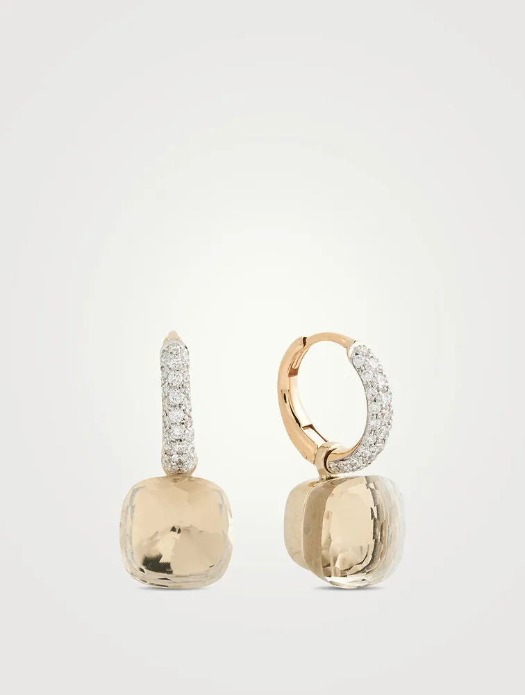 Nudo Earrings With White Topaz And Diamonds